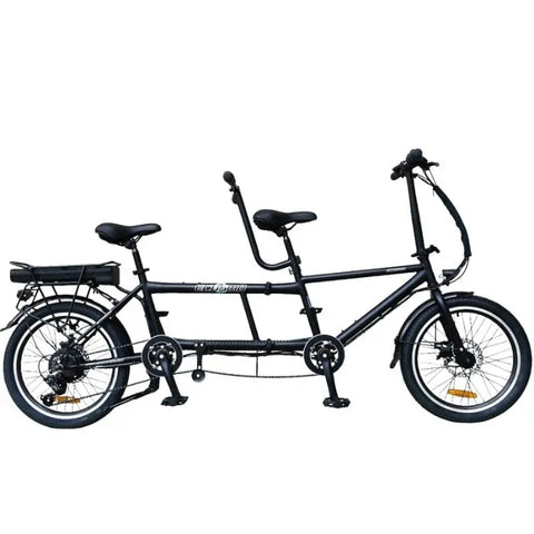 Ecosmo Folding Electric Tandem Bike - Black | Pedal and Chain