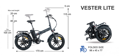 Hygge Vester Lite Electric Folding Bike 250W Fat Tyre | Pedal and Chain