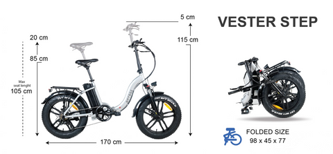 Hygge Vester Step Through Elektryczny rower składany 250W Fat Tire | Pedał i łańcuch