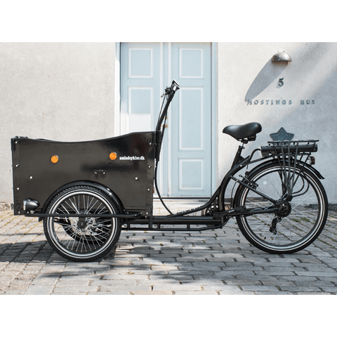 AmcargoBikes Deluxe Cargo Electric Tricycle - Black | Pedal and Chain