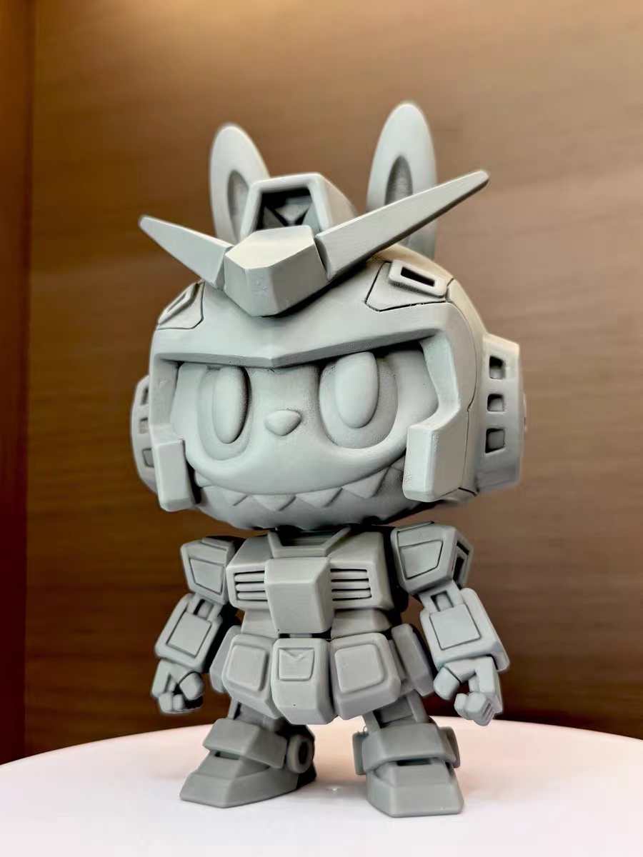 Labubu × Gundam GK White Model - Exclusive Optimized Edition, 100mm height, 3D printed with ABS-like resin