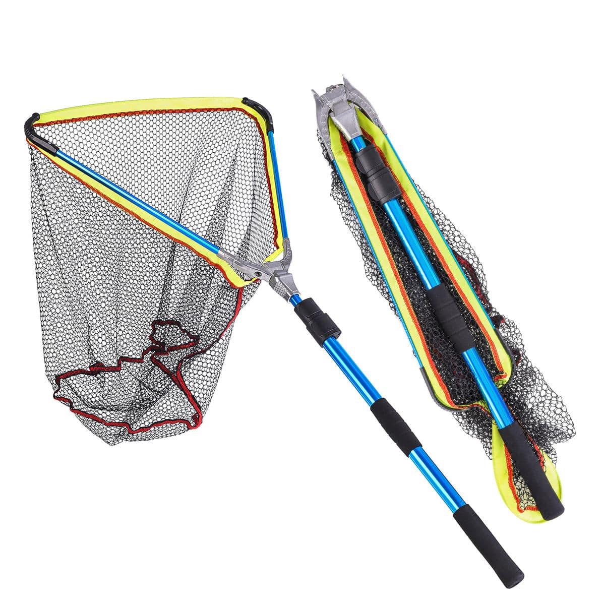 Bangcool Fish Net Heavy Duty Telescopic Handle Fine Mesh Fish Catch Net Fish Landing Net Multicolor