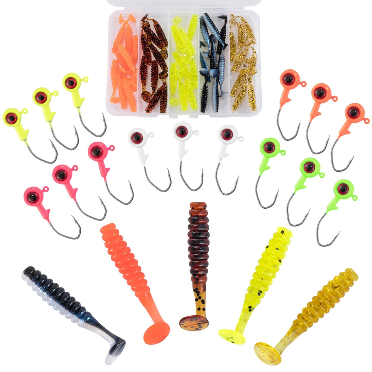 Dr.Fish 50pcs Worm Soft Plastic Lures Kit with Jig – Dr.Fish Tackles