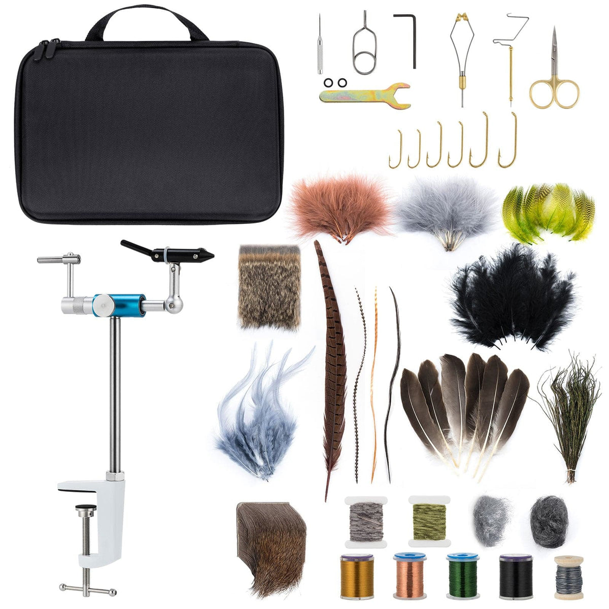 2024 Happy New Year: Fly Fishing Flies Tying Vise & Materials Full Kit – Dr. Fish Tackles