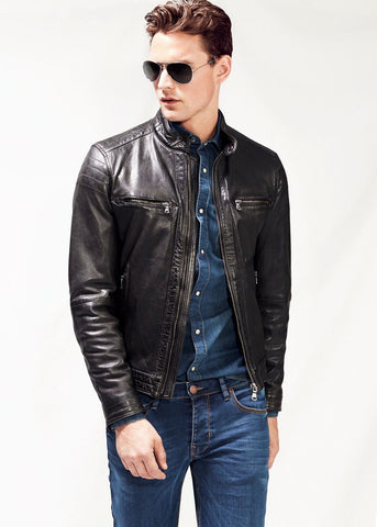 BLACK RIVET FAUX LEATHER BIKER JACKET