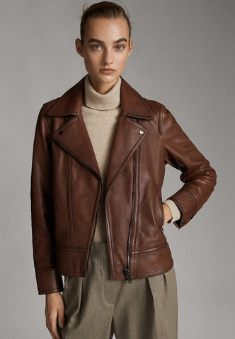 Brown Leather Jacket Women