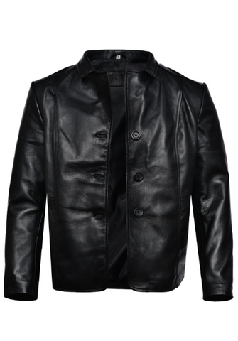 Black bomber Leather Jacket Men