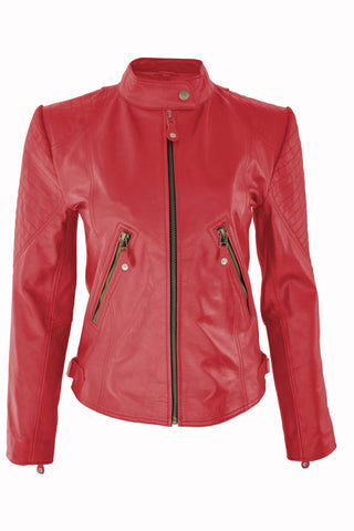 red leather jacket women