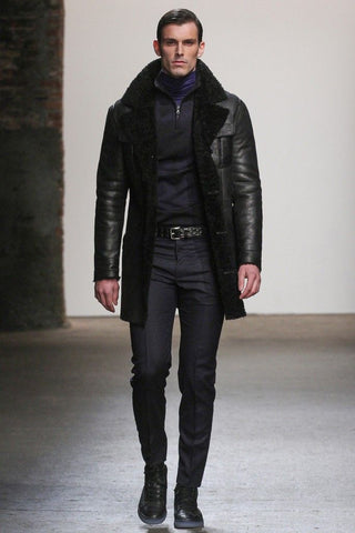 Fur-Lined Leather Coat