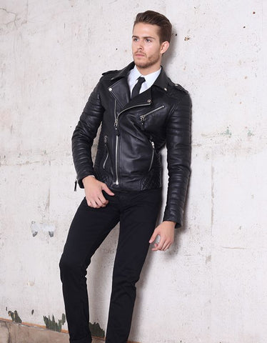 Biker leather jacket men