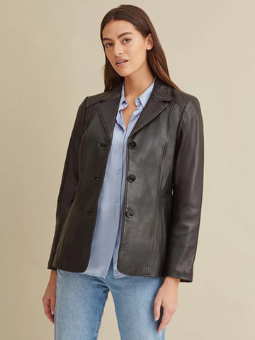 Leather long coat for women