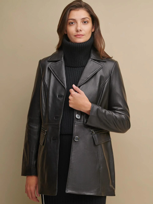 Black Stylish Leather Coat