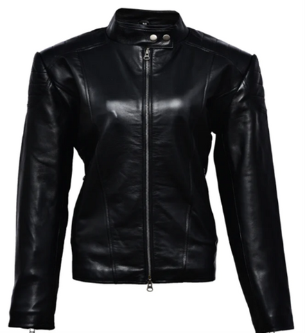 Black Classic Leather Bomber Jacket