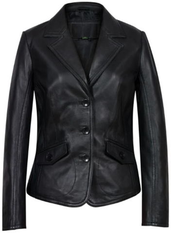 Black Formal Leather Blazer