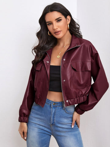 maroon biker leather jacket