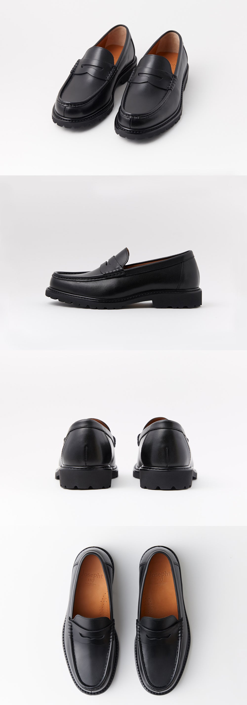 Mens Black Leather Penny Loafers