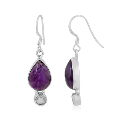 Natural Amethyst and Topaz Earrings 925 Silver
