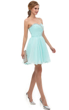 Load image into Gallery viewer, Online A-line Blue Green Evening Dress Sweatheart Neck Chiffon Short Formal Dress LFNL0529
