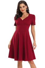 Load image into Gallery viewer, Simple A-line Dark Red Evening Dress V Neck Polyester Short Formal Dress LFNC0371
