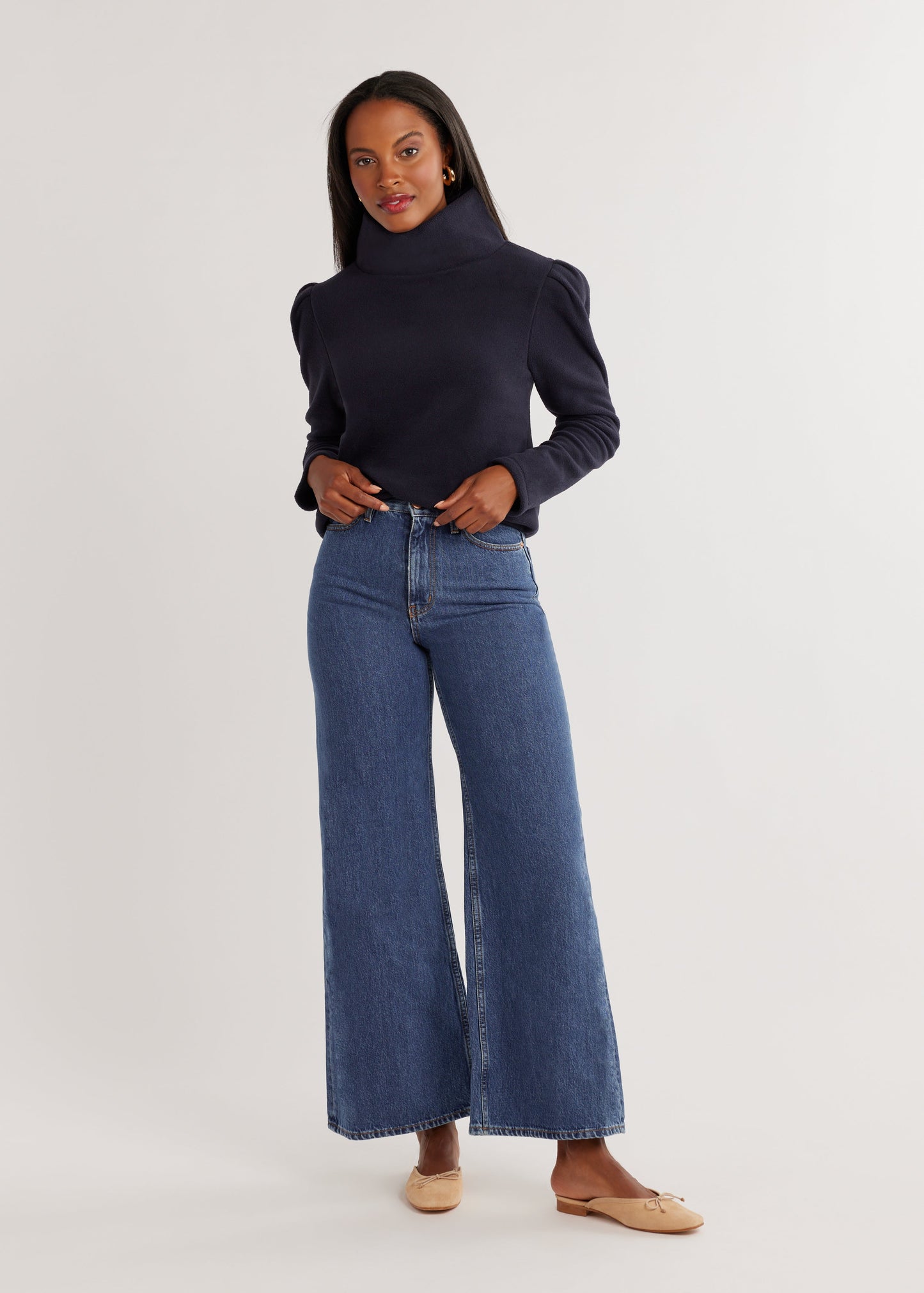 Camel Puff Sleeve Turtleneck - The Glamorous Gal