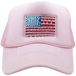 American Flag Embroidered Trucker Hat - Black Sheep Boutique