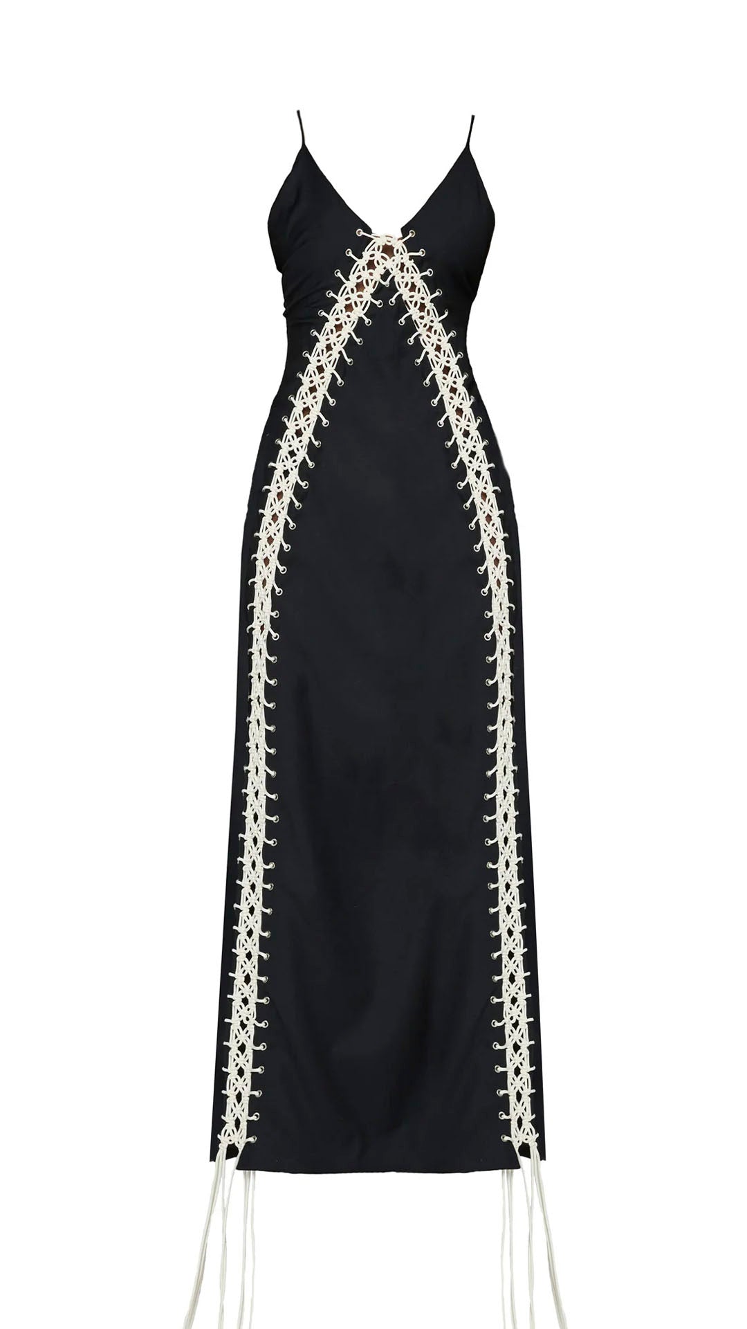 Wynn Hamlyn Macramé Maxi Dress - Black