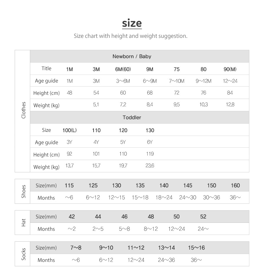 Disney Baby Size Chart