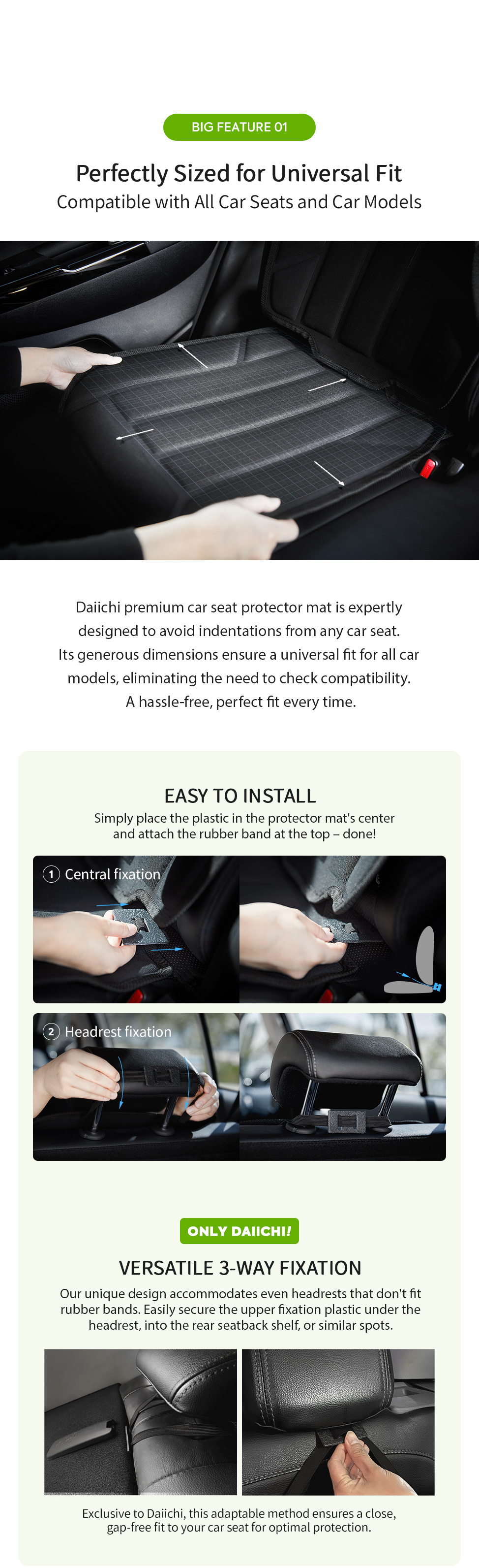 Daiichi Premium Car Seat Protector Mat Features