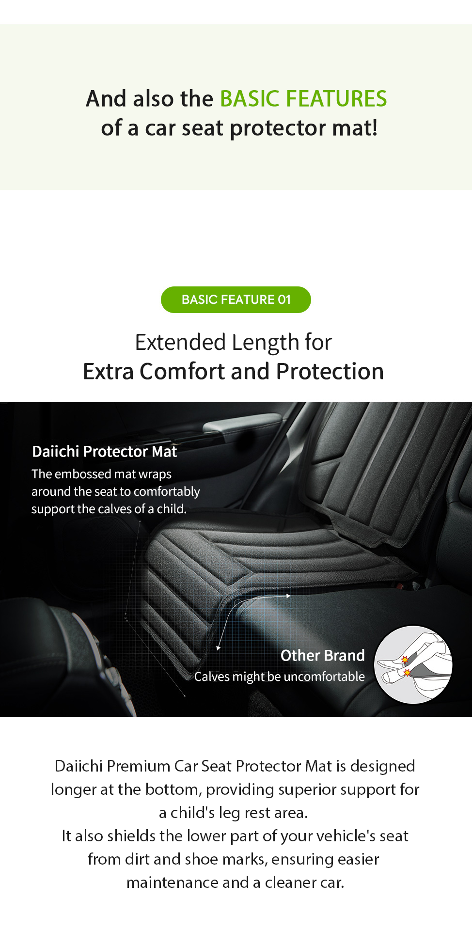 Daiichi Premium Car Seat Protector Mat Features