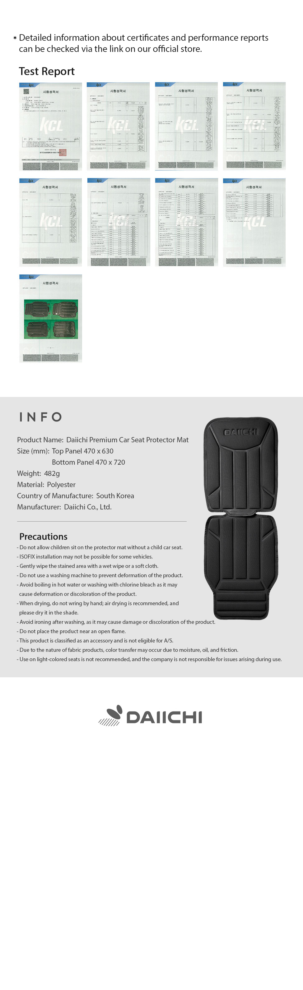 Daiichi Premium Car Seat Protector Mat Test Report