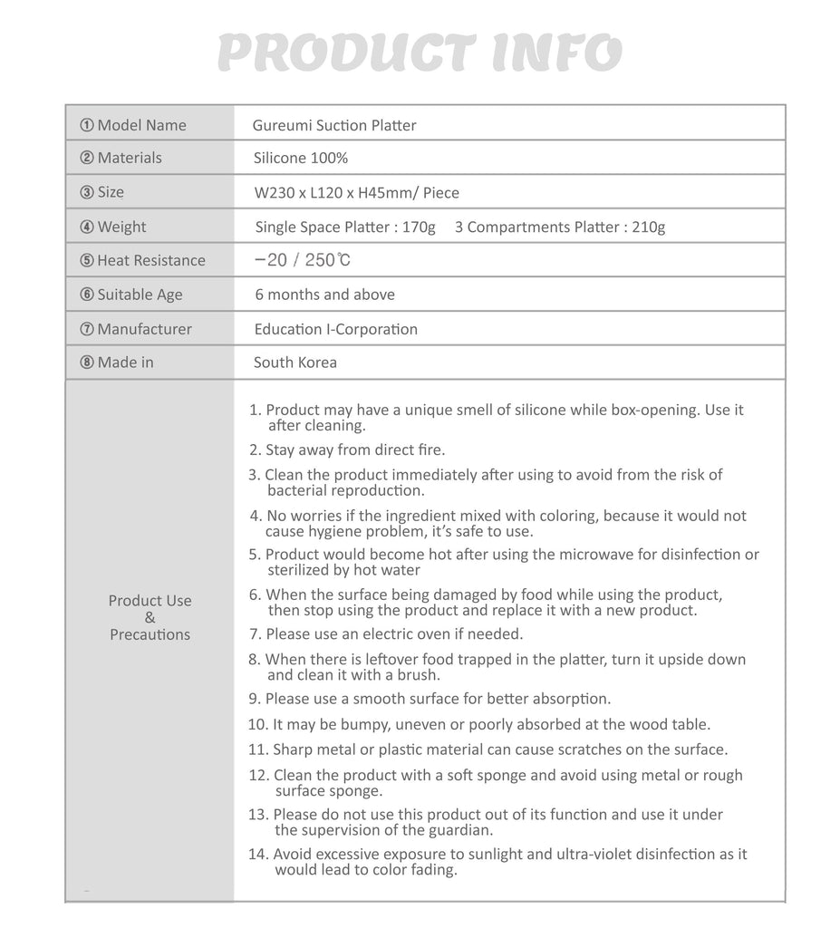 Silicone Platter Product Info