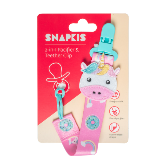 Snapkis 2-in-1 Pacifier & Teether Clip - Unicorn