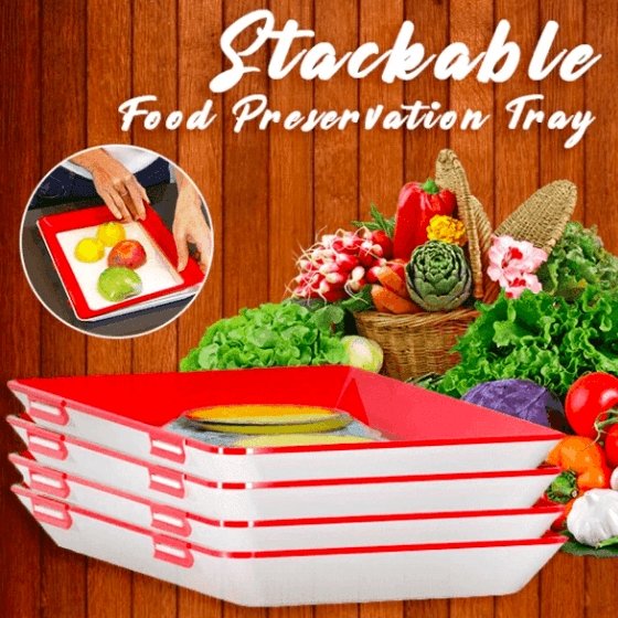 Creative Stackable Reusable Storage Home Sealed Tray Fresh Preservation Tray  1 Piece Food Preservation Tray Plastic Vacuum Tray Fresh Keeping Tray Food  Container Kitchen Fruit Vegetable Meat Fresh Tray Food Storage Durable