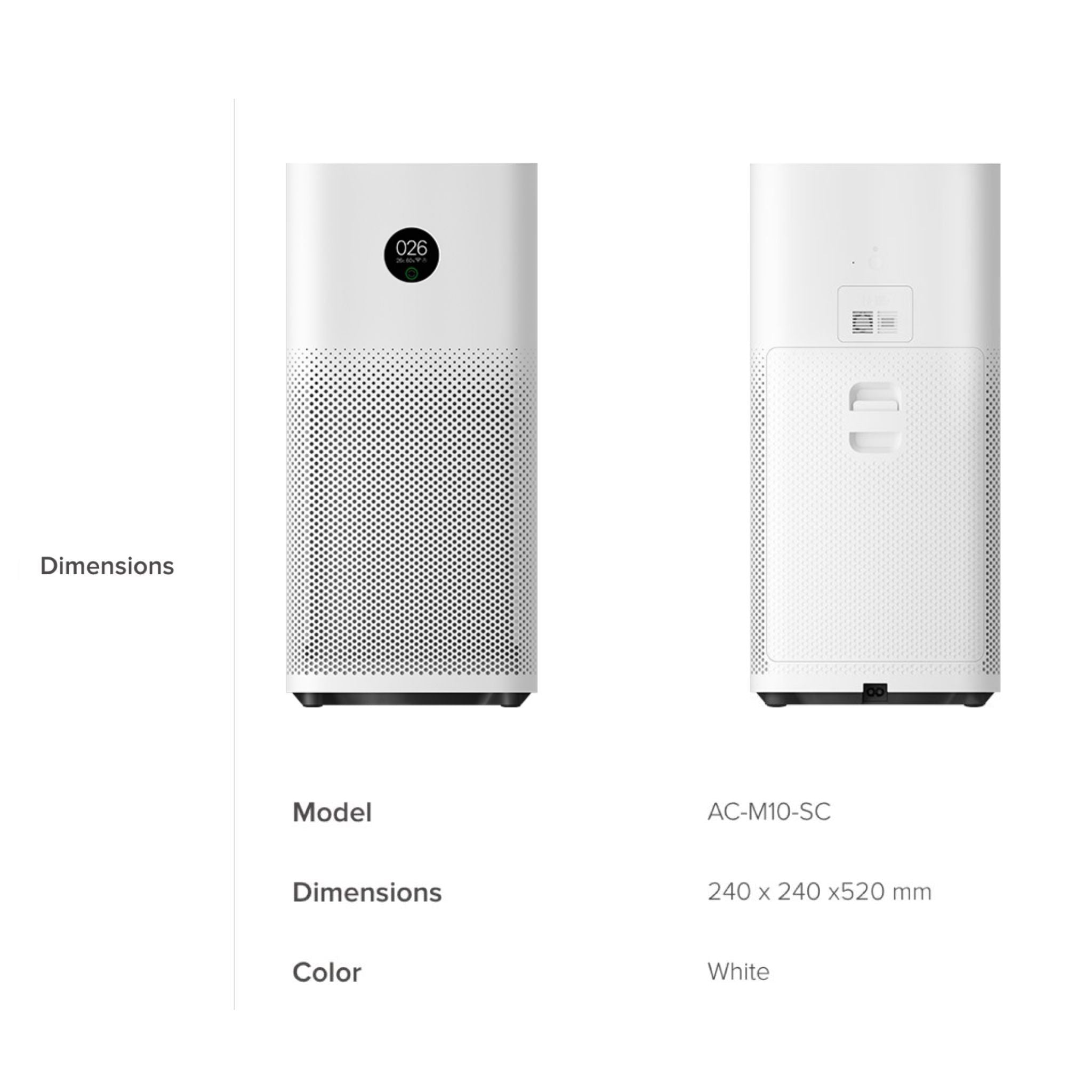 Your Air, Inc.™ - Mi Air Purifier 3H Specifications
