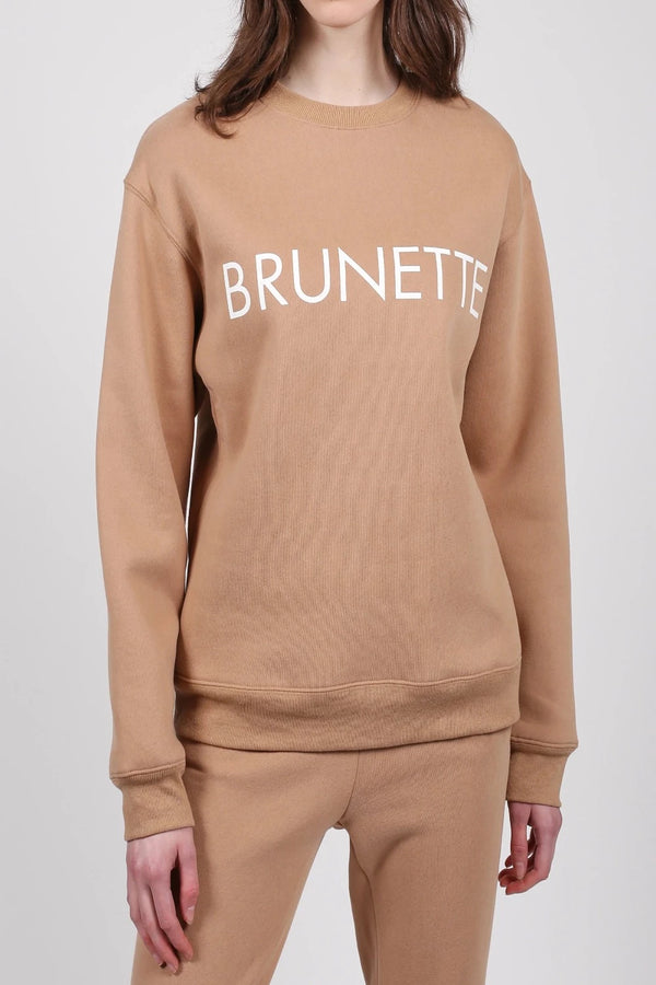  Caramel crew-neck sweater with logo