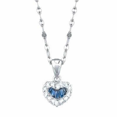 0.35ct Baguette Cut Diamond & Blue Sapphire Pendant - $595