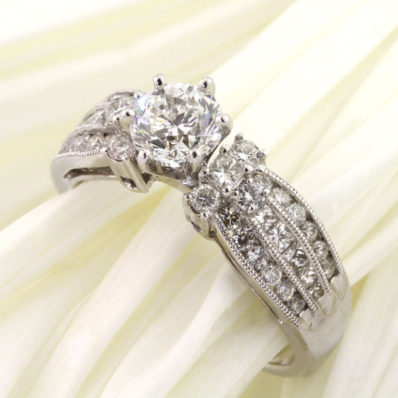 1.85ct Round Brilliant Cut Side Stone Diamond Engagement Ring | Mark Broumand