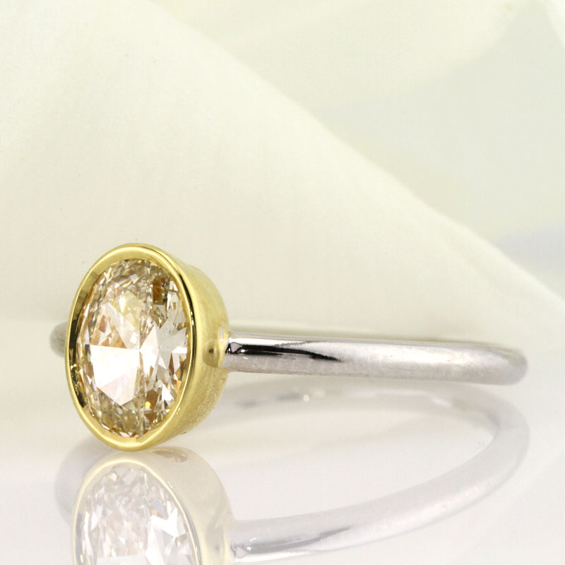 1.06ct Fancy Light Yellow Oval Cut Diamond Engagement Ring | Mark Broumand