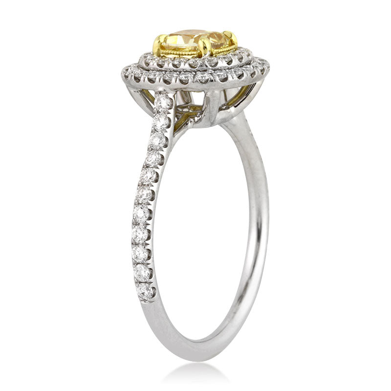 1.54ct Fancy Intense Yellow Cushion Cut Diamond Engagement Ring Profile | Mark Broumand