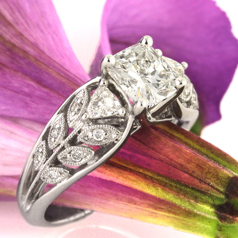 1.76ct Three Stone Cushion Cut Diamond Engagement Ring | Mark Broumand