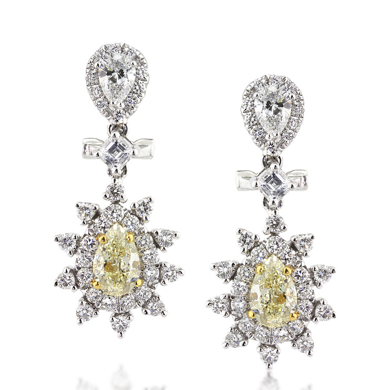 2.70ct Fancy Yellow Pear Shaped Diamond Earrings | Mark Broumand