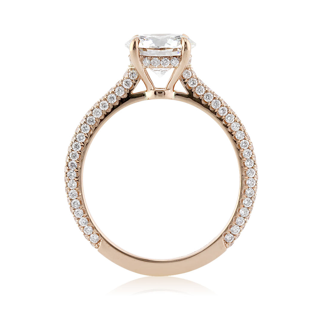 2.28ct Round Brilliant Cut Diamond Engagement Ring Full Side View | Mark Broumand