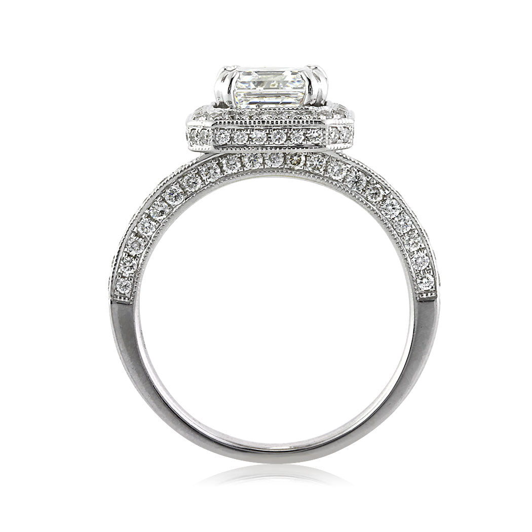 2.60ct Asscher Cut Diamond Engagement Ring Side View | Mark Broumand