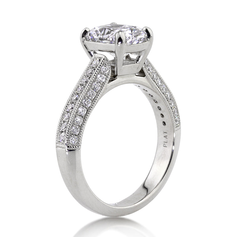 2.68ct Cushion Cut Diamond Engagement Ring Side Angle | Mark Broumand