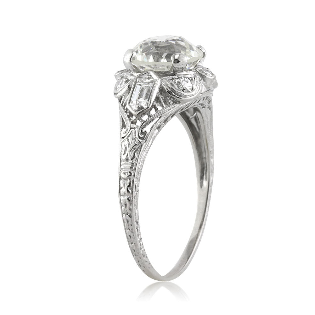 2.70ct Antique European Round Cut Diamond Engagement Ring Side View | Mark Broumand