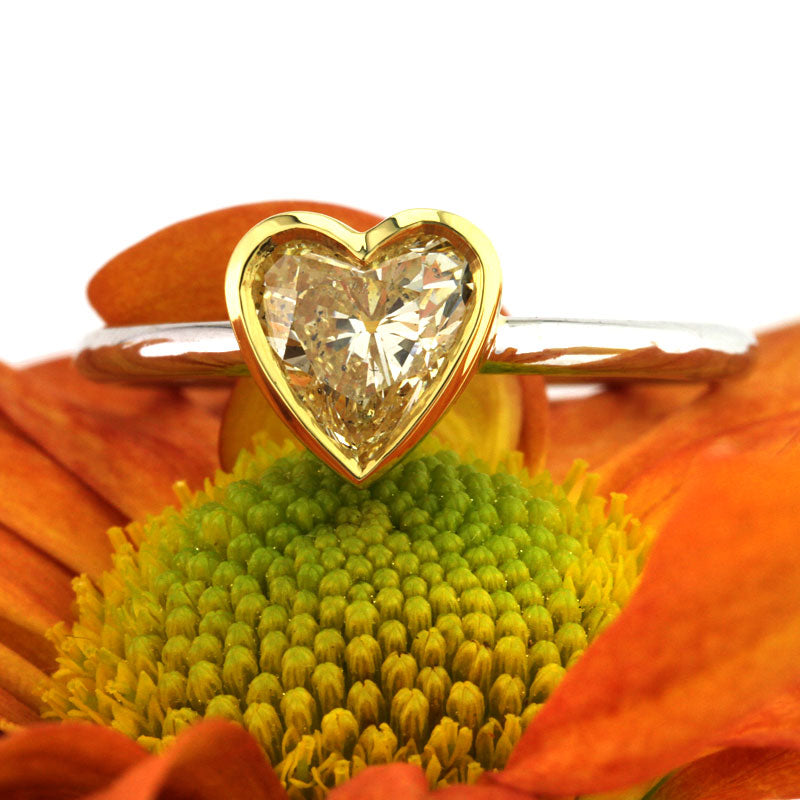 1.02ct fancy light yellow heart shaped diamond engagement ring | Mark Broumand