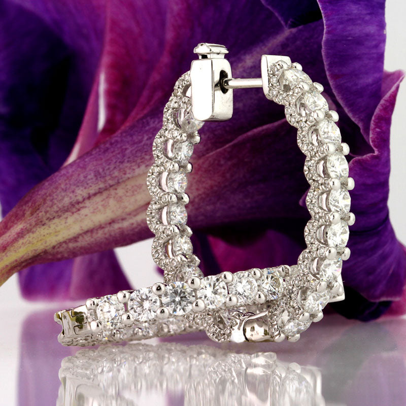 3.50ct Round Brilliant Cut Diamond Hoop Earrings | Mark Broumand