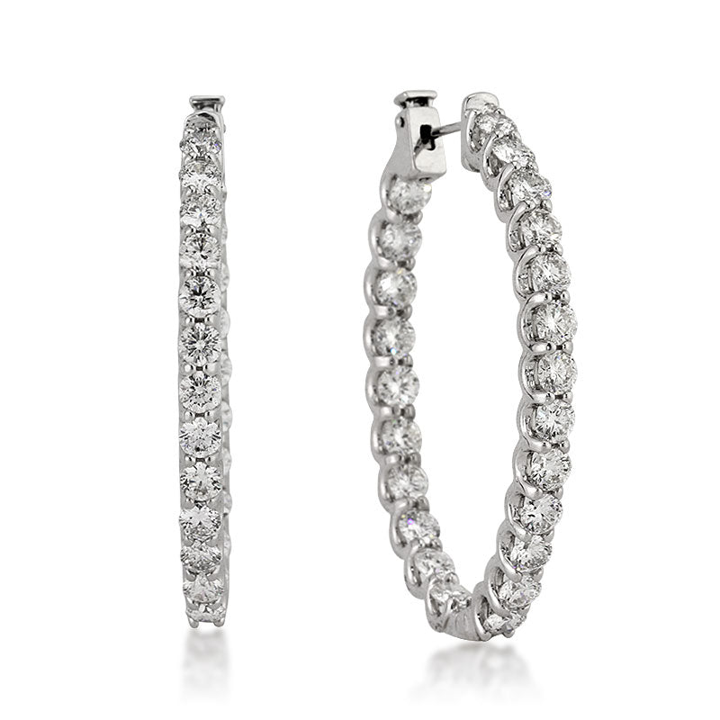 6.75ct Round Brilliant Cut Diamond Hoop Earrings | Mark Broumand