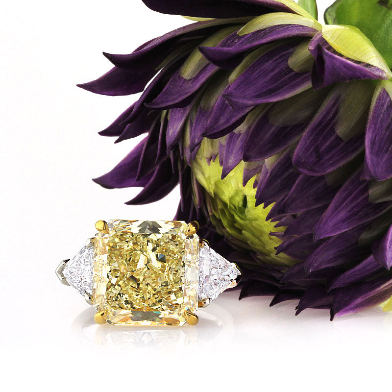 11.48ct fancy light yellow cushion cut diamond engagement ring