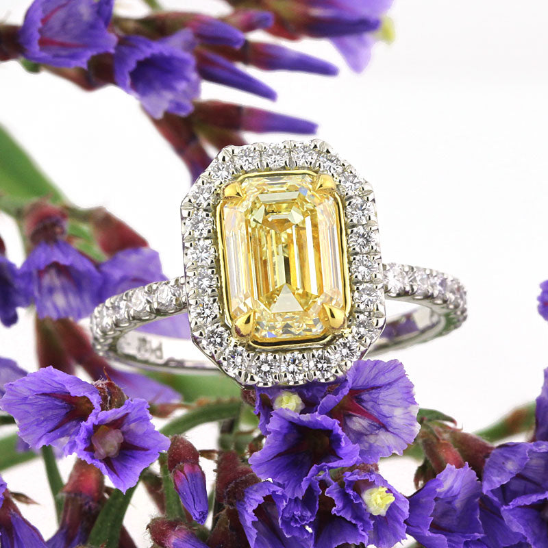 2.37ct fancy yellow emerald cut diamond-engagement anniverary ring